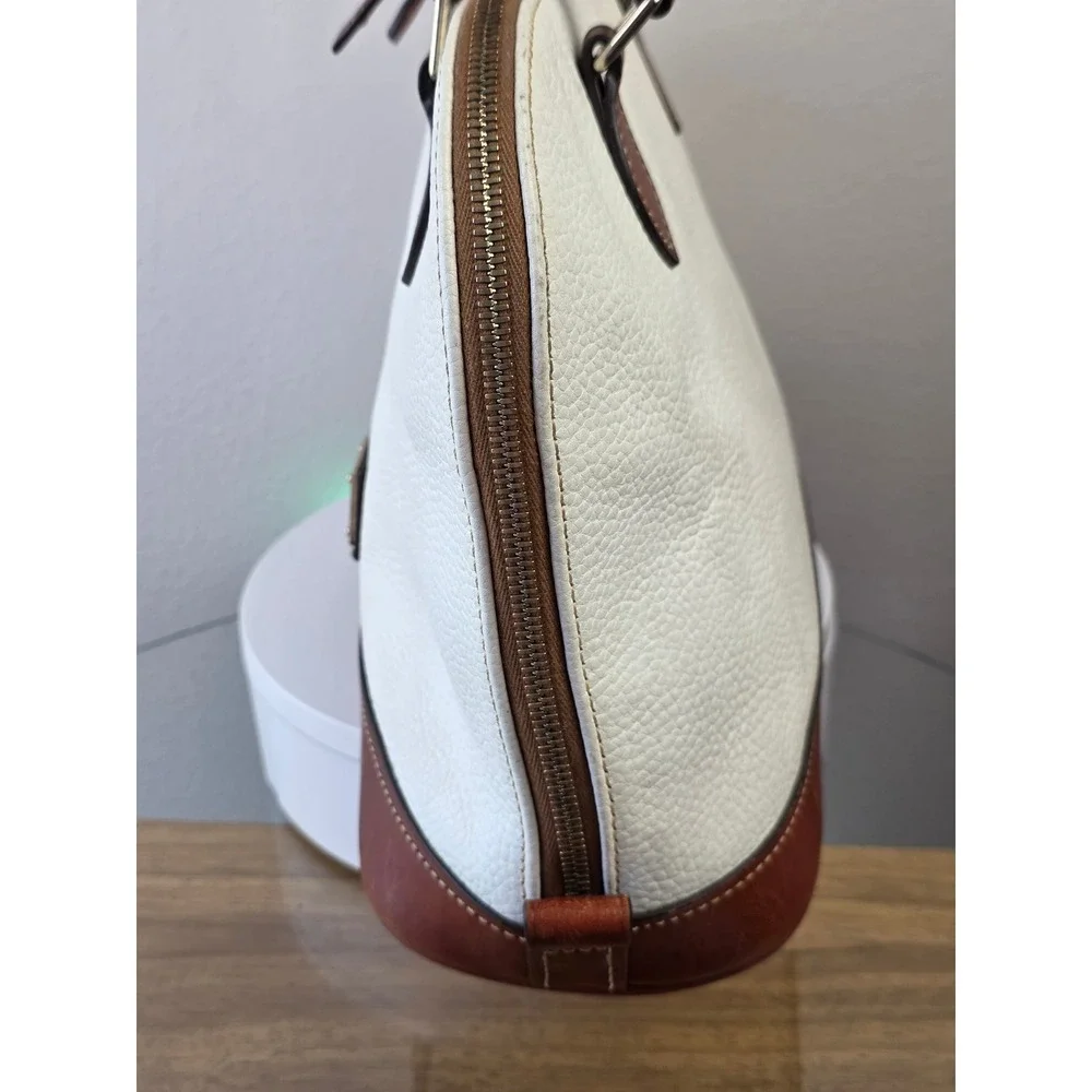 Dooney & Bourke Zip Zip Domed Satchel Pebble Grain Leather Crossbody Bag White